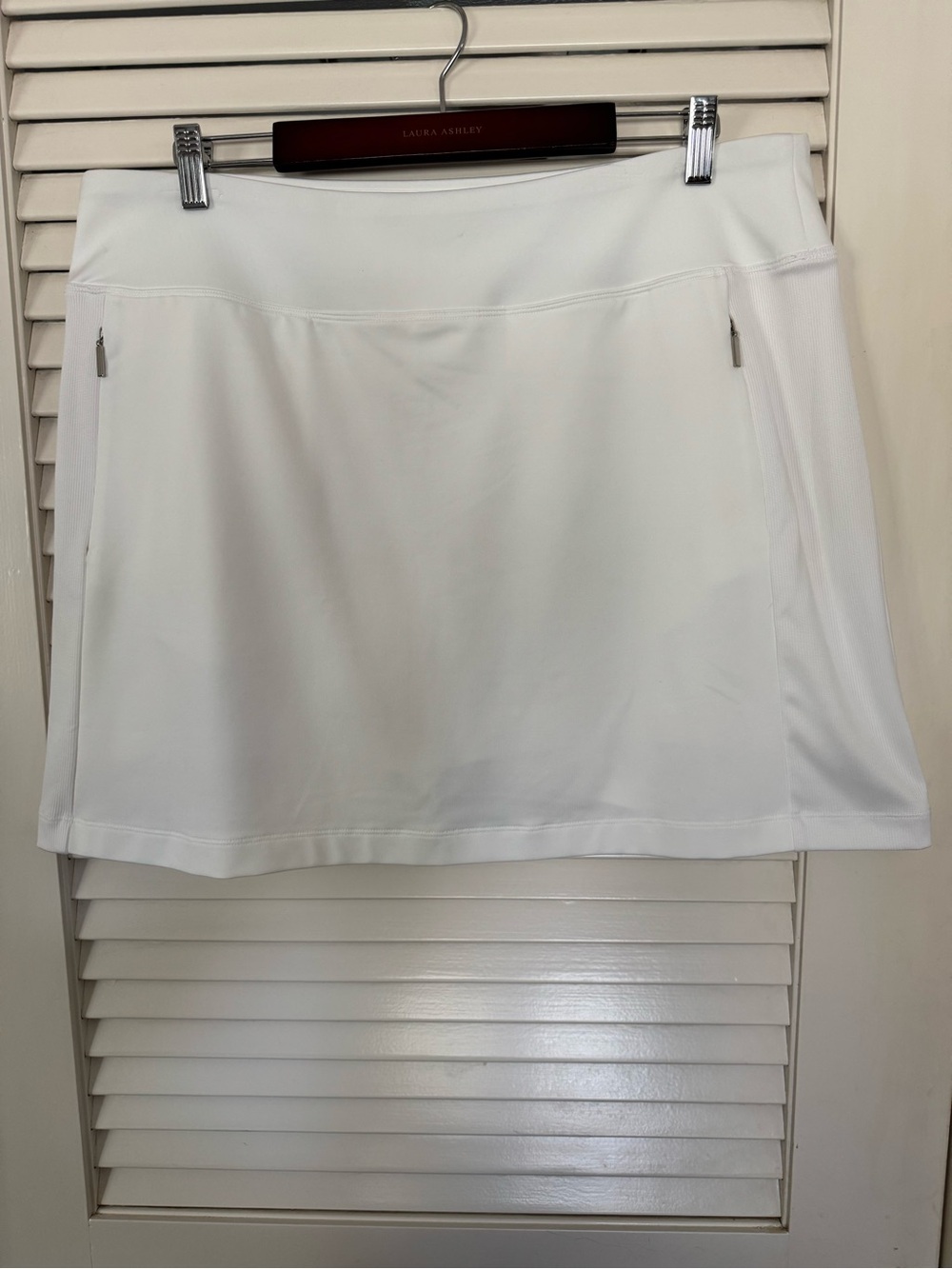 Cutter & Buck White Athletic Mini Skort with Zip Pockets